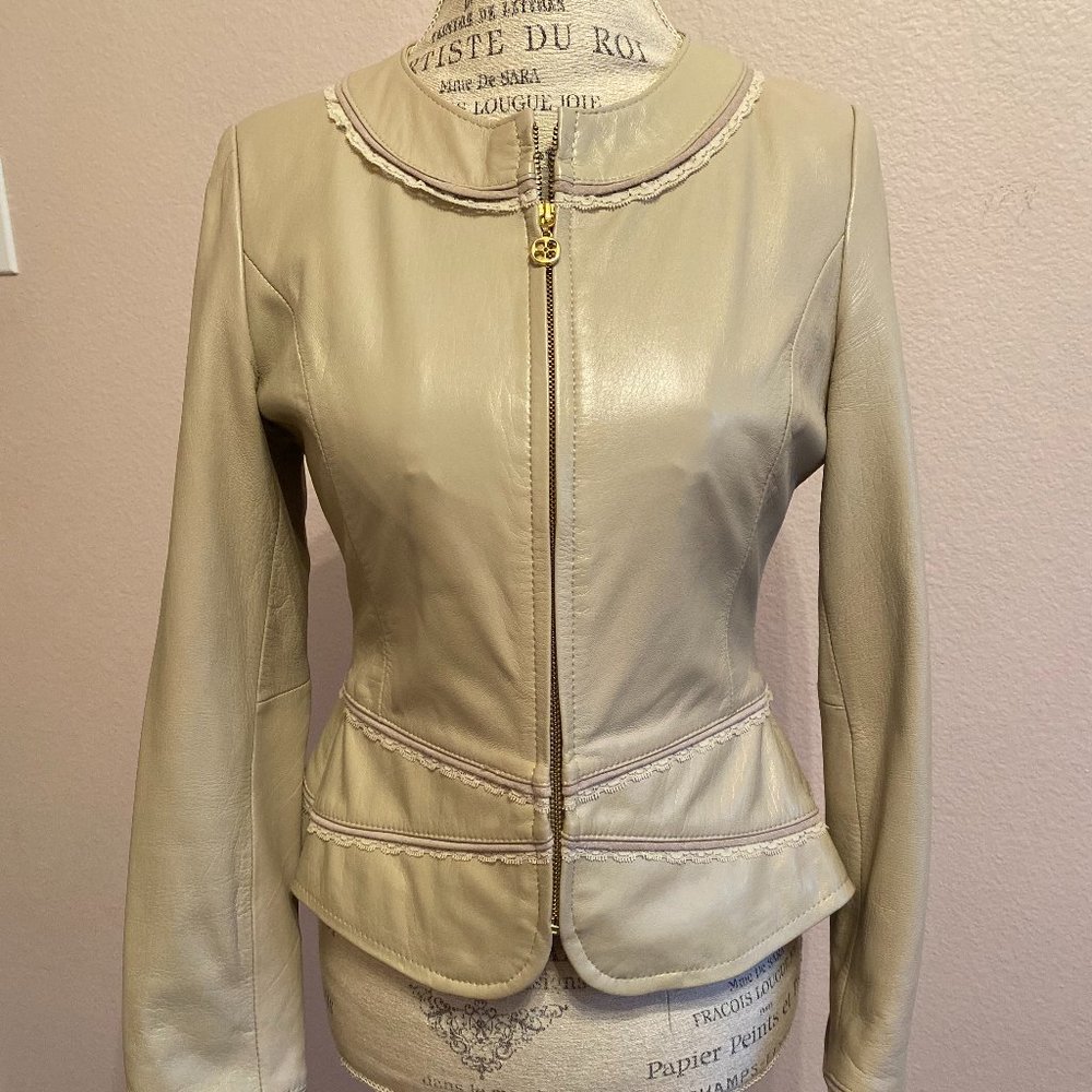 IMAN Platinum Collection Lamb Leather and Lace Luxe Jacket
